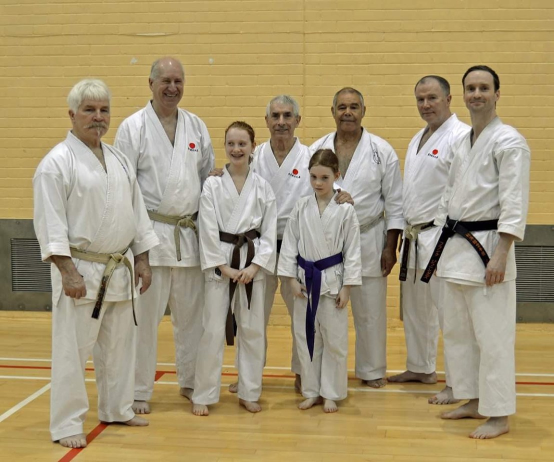 Sensei Frank and daughters with the KUGB senior instructors at Torbay, April 2016