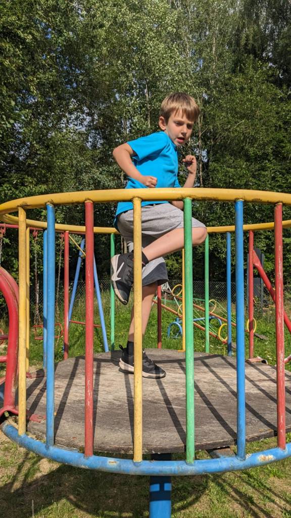 Adam doing karate in the park in Poland